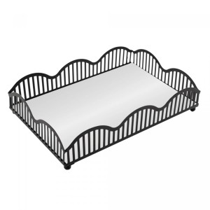 BANDEJA C/ ESPELHO WAVE PRETA 21CMX14CMX4CM - REF.221014