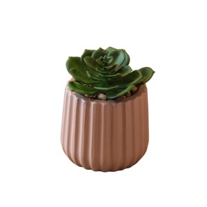 CACHEPOT C/ SUCULENTA ARTIFICIAL PRISMATTO 8CMX10CM  MARROM CIMENTO - REF. 222064