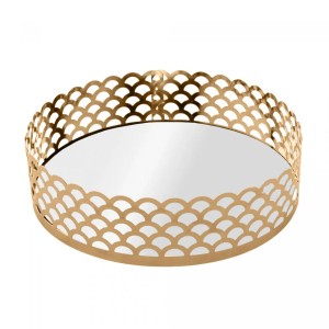 BANDEJA DE METAL COM ESPELHO ARLES DOURADA 18,5CMX5CM - REF. 220775