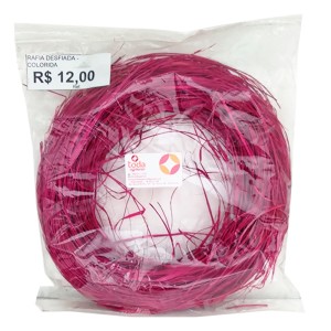 Rafia Desfiada Rosa - Pacote 50g
