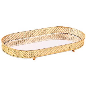 BANDEJA DOURADA C/ ESPELHO REF. 12245 G