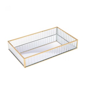 BANDEJA DE METAL COM ESPELHO DOURADA 15CMX25CMX4CM - REF. 5633