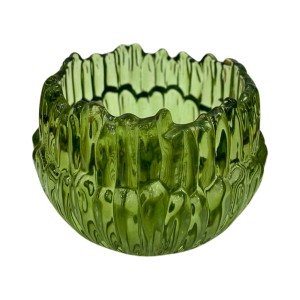 PORTA VELA DE VIDRO  9X6CM VERDE - REF. DAM120