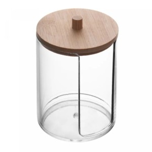 PORTA ALGODAO C/TAMPA DE BAMBU MY BOX 7CMX7CMX9CM - REF. 5993