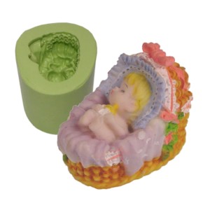 MOLDE DE SILICONE BEBE NO CESTO - 0658