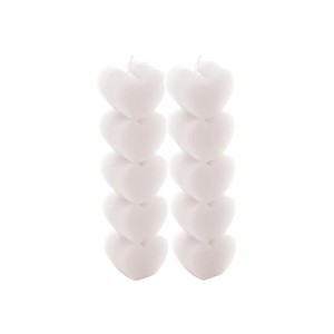 CJ 2 VELAS DE PARAFINA HEART BRANCA 4CMX2,5CM X15CM - REF. 61561