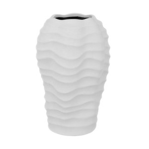VASO CERAMICA BRANCO ONDAS - REF. 18775