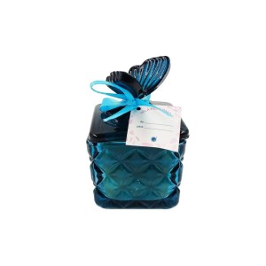VELA PERFUMADA C/ SUPORTE VIDRO 9X5,5CM AZUL (DAM154)