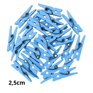 MINI PREGADOR DE MADEIRA AZUL C/ 50 UNIDADES 2,5CM